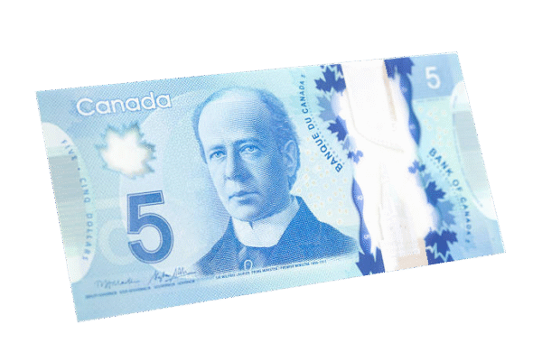 5 Canadian dollar bills