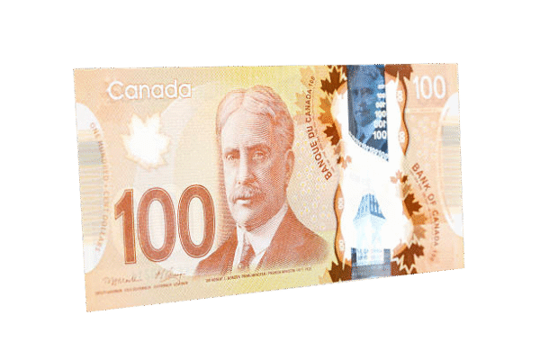 100 Canadian dollar bills